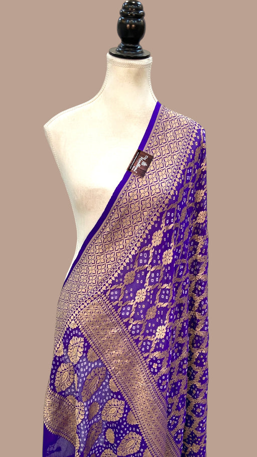 Pure Georgette Banarasi Bandhej Handloom Dupatta - The Handlooms