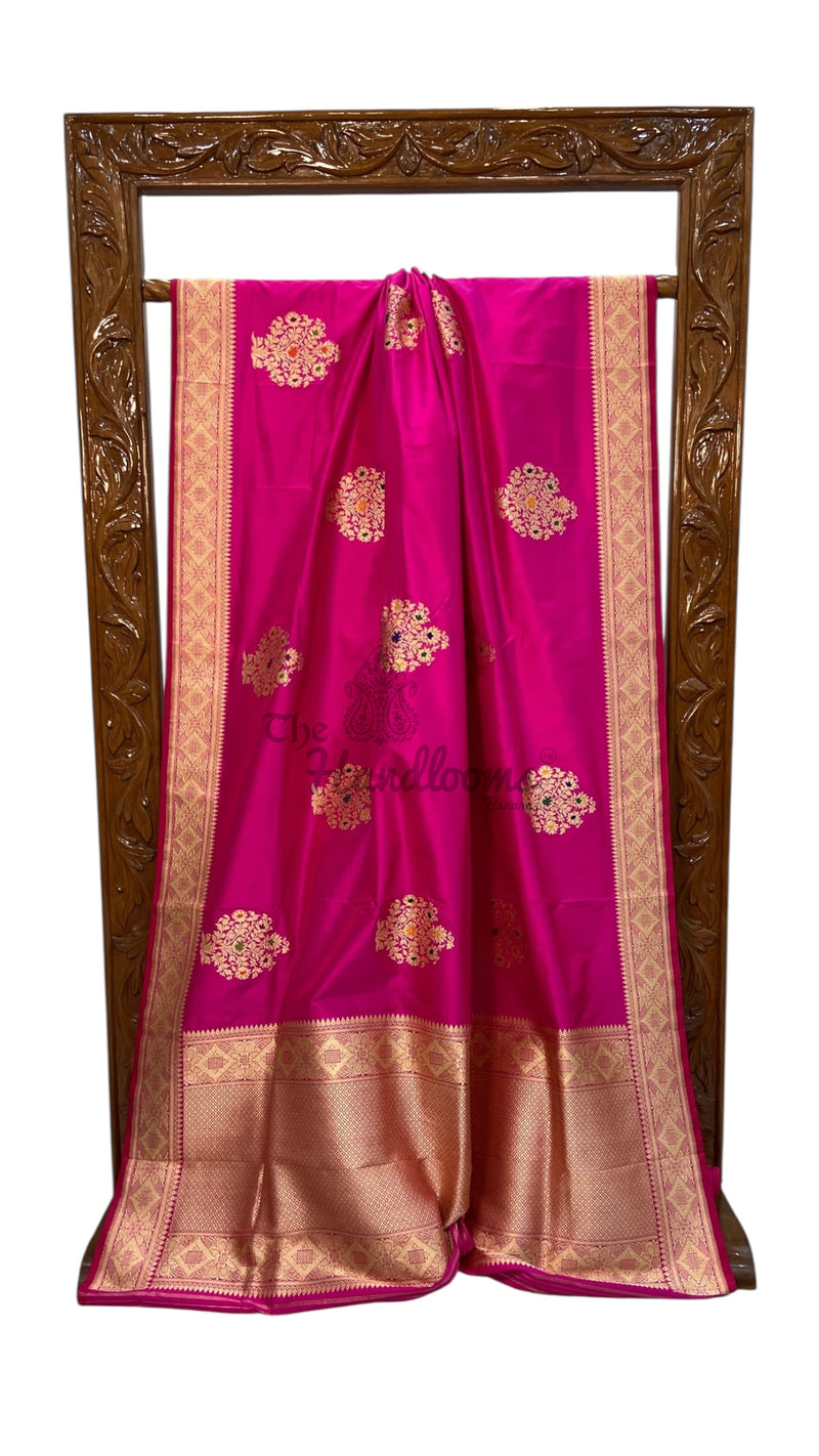 Pure Katan Silk Banarasi Handloom Saree - All Over Kadiyal Boota - The Handlooms