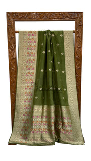 Pure Katan Silk Banarasi Handloom Saree - All over Kadua motifs With Meenakari - The Handlooms