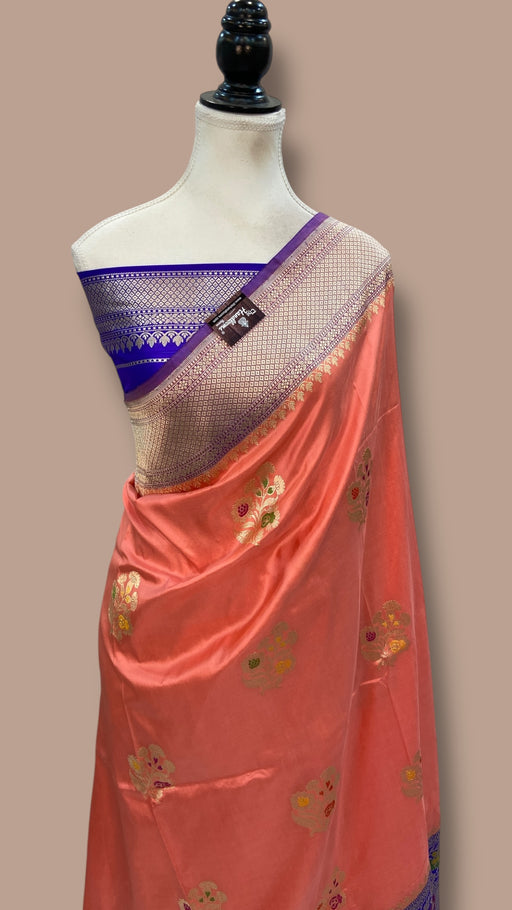 Ektara Pure Katan Silk Banarasi Handloom Saree - All over kadiyal Boota - The Handlooms