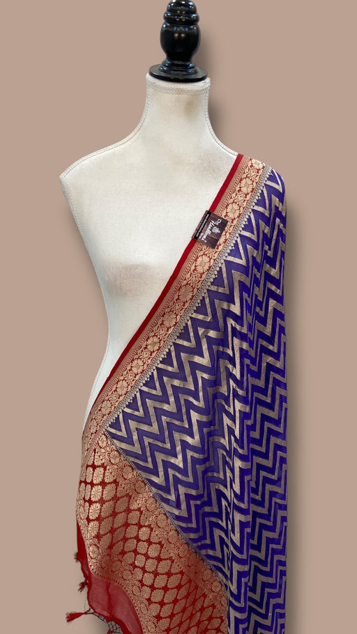 Pure Khaddi Georgette Dupatta - water zari - The Handlooms