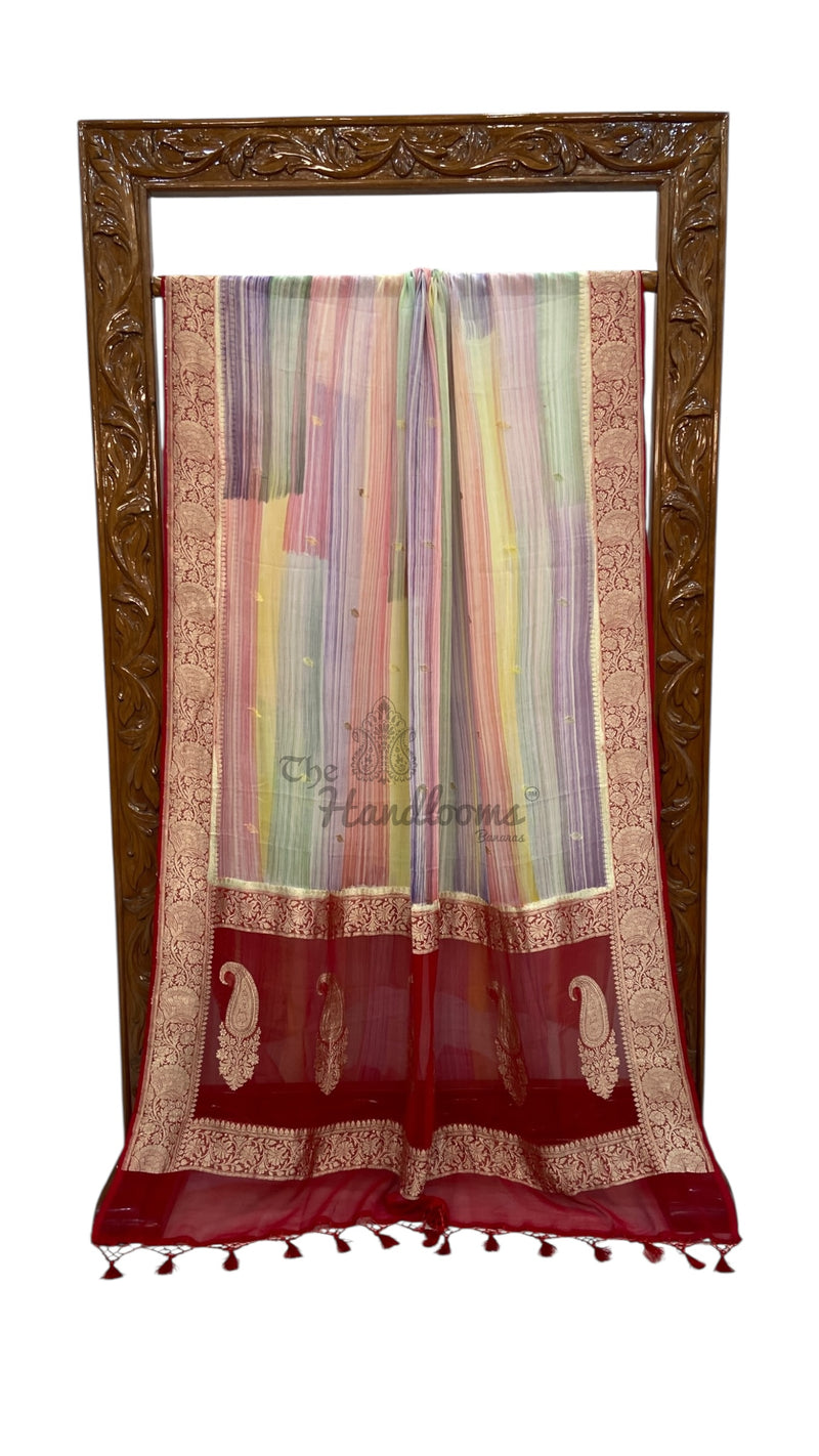 Pure Khaddi Georgette Handloom Banarasi Saree - Water Zari - The Handlooms