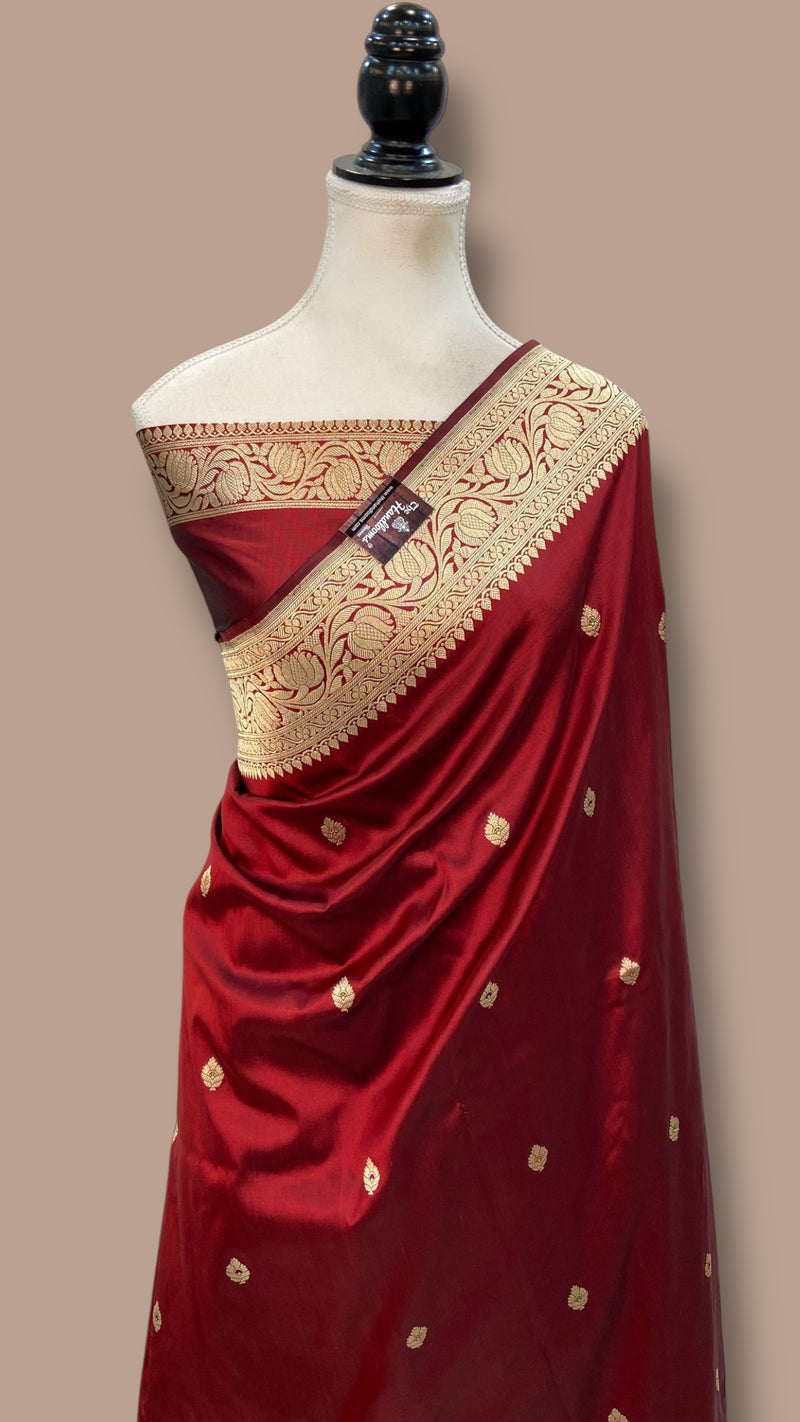 Pure Katan Silk Banarasi Handloom Saree - All Over Kadua Motifs - The Handlooms