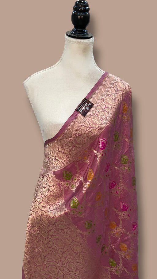 Pure Katan Silk Handloom Banarasi Dupatta - Meenakari - The Handlooms