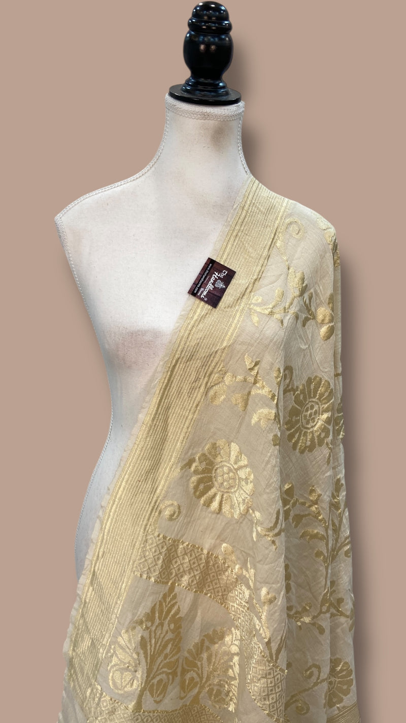 Pure Moonga  handloom Dupatta - The Handlooms