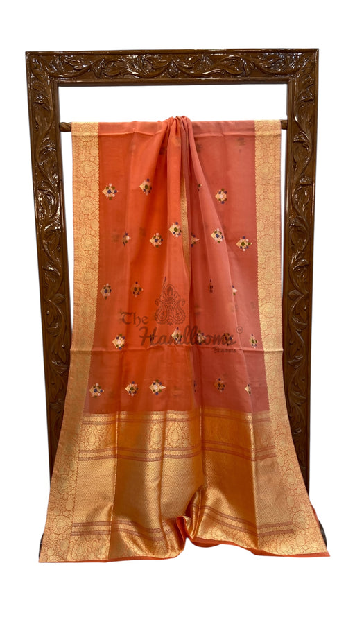 Pure Kora Handloom Banarasi All Over Kadua Motifs Saree - The Handlooms