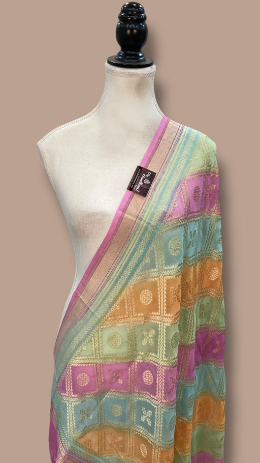 Pure Khaddi Georgette Rangkat Dupatta - Water Zari - The Handlooms