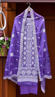 Pure Tussar Chikankari Handloom Banarasi Dress Material - The Handlooms