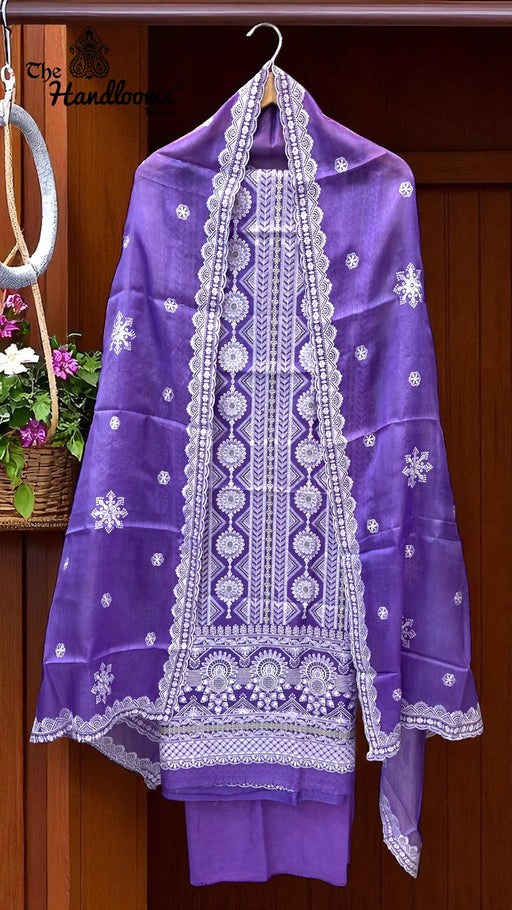 Pure Tussar Chikankari Handloom Banarasi Dress Material - The Handlooms