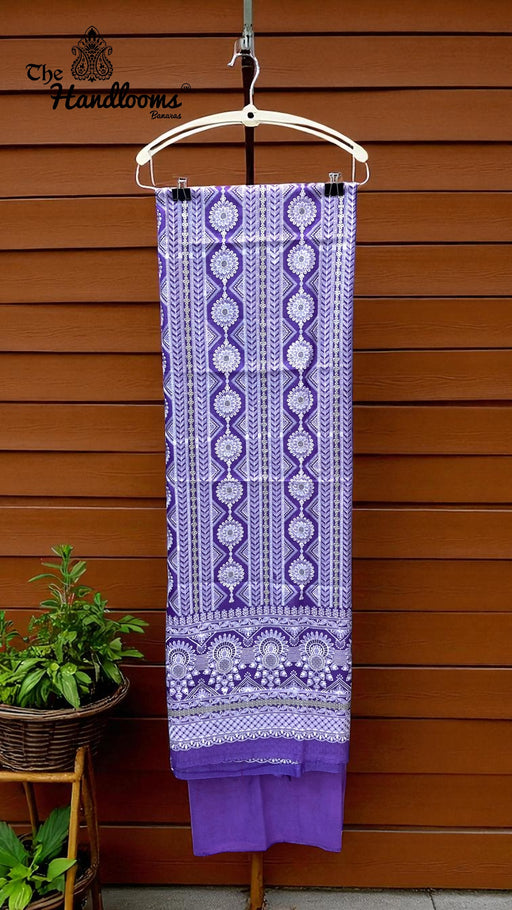 Pure Tussar Chikankari Handloom Banarasi Dress Material - The Handlooms