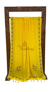Pure Crepe Silk Handloom Banarasi Saree with Handwork - The Handlooms