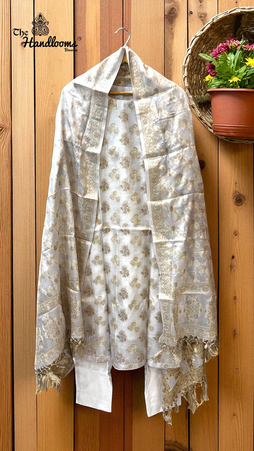 Pure Tussar Silk Banarasi Dress material - Stitched - The Handlooms