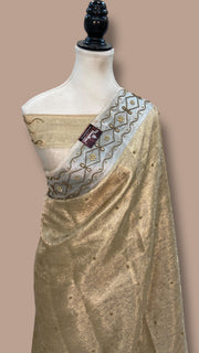 Pure Kora Tissue Handloom Banarasi Saree - Handwork - The Handlooms