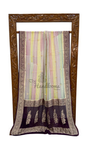 Pure Khaddi Georgette Handloom Banarasi Saree with water zari - The Handlooms