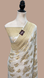 Khaddi Georgette Handloom Banarasi Saree - All Over Sona Roopa Jaal Work - The Handlooms