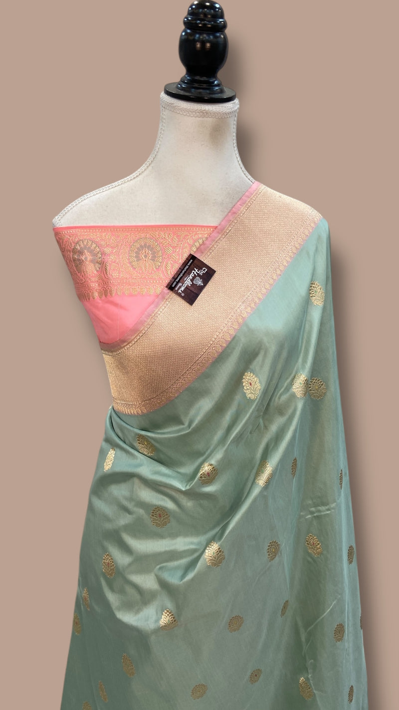 Pure Katan Silk Banarasi Handloom Saree - All Over Kadua Motifs - The Handlooms
