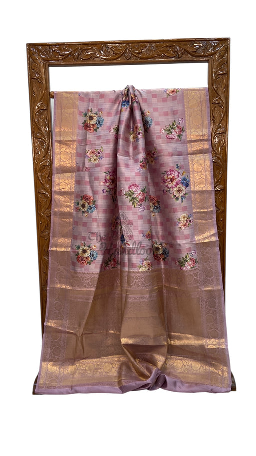 Pure Mango Silk Banarasi Handlokom Saree With Digital Print - The Handlooms