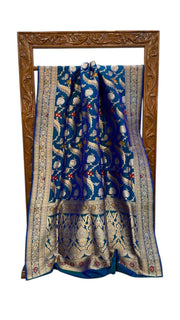 Pure Katan Silk Banarasi Handloom Saree - All over Jaal Work With Meenakari - The Handlooms