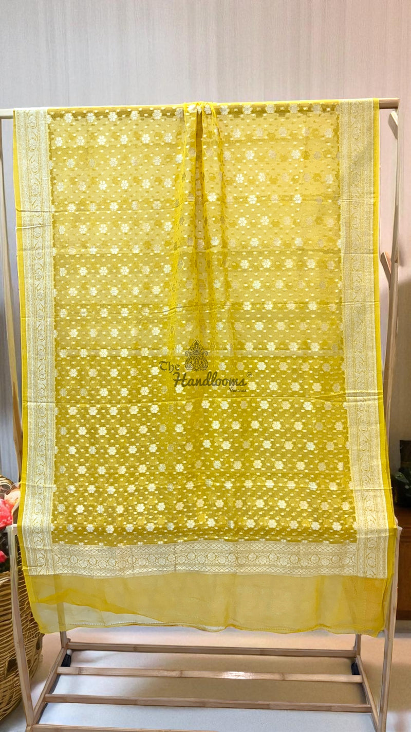 Pure Khaddi Georgette Handloom Dupatta - The Handlooms