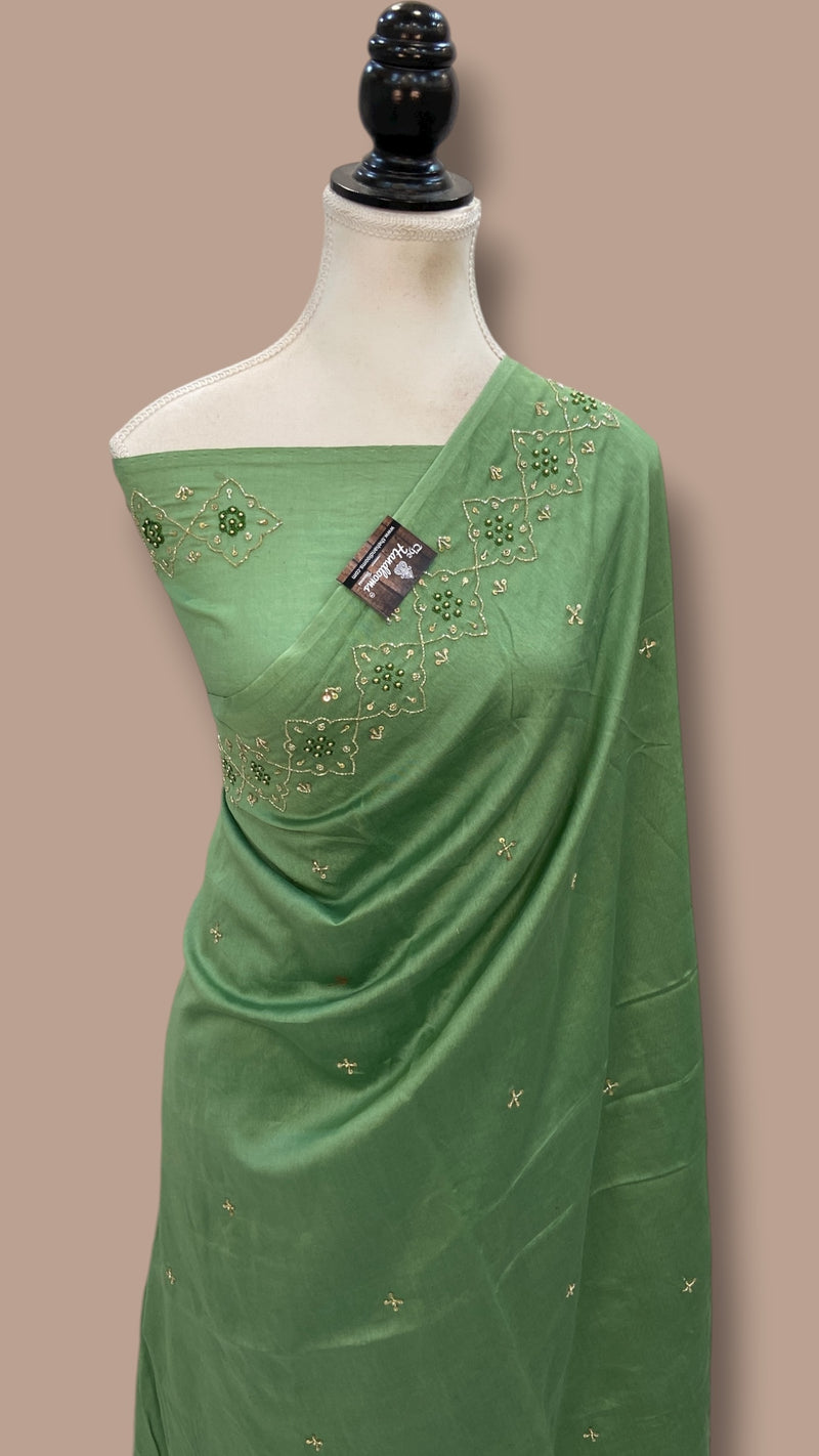 Pure Chanderi Cotton Handloom Banarasi Saree - Handwork