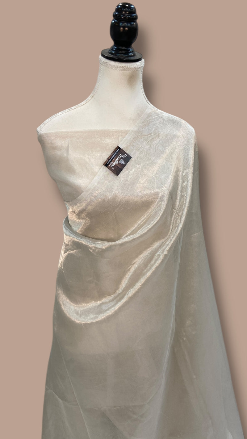 Pure Kora Handloom Banarasi Saree - Plain - The Handlooms