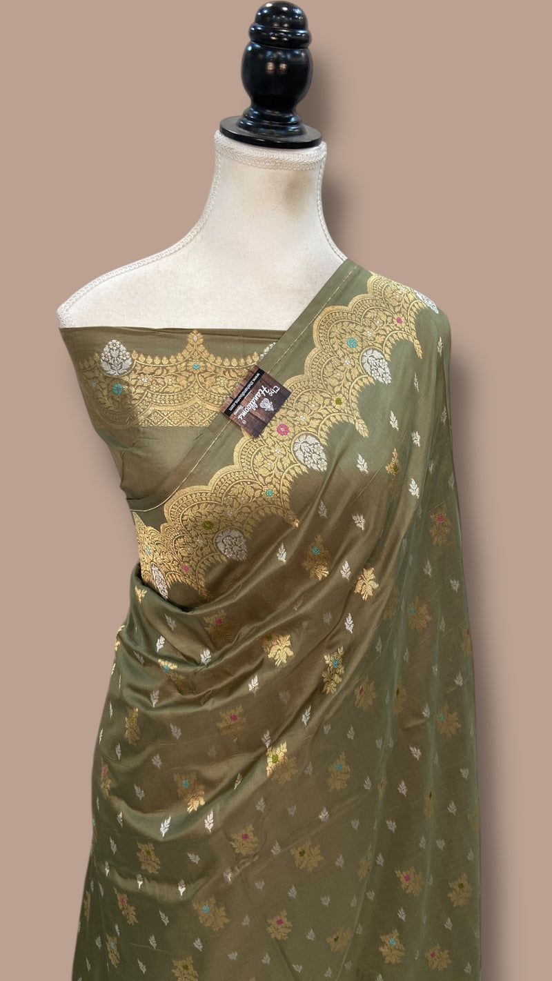 Pure Katan Silk Banarasi Handloom Saree - All Over Kadua Motifs