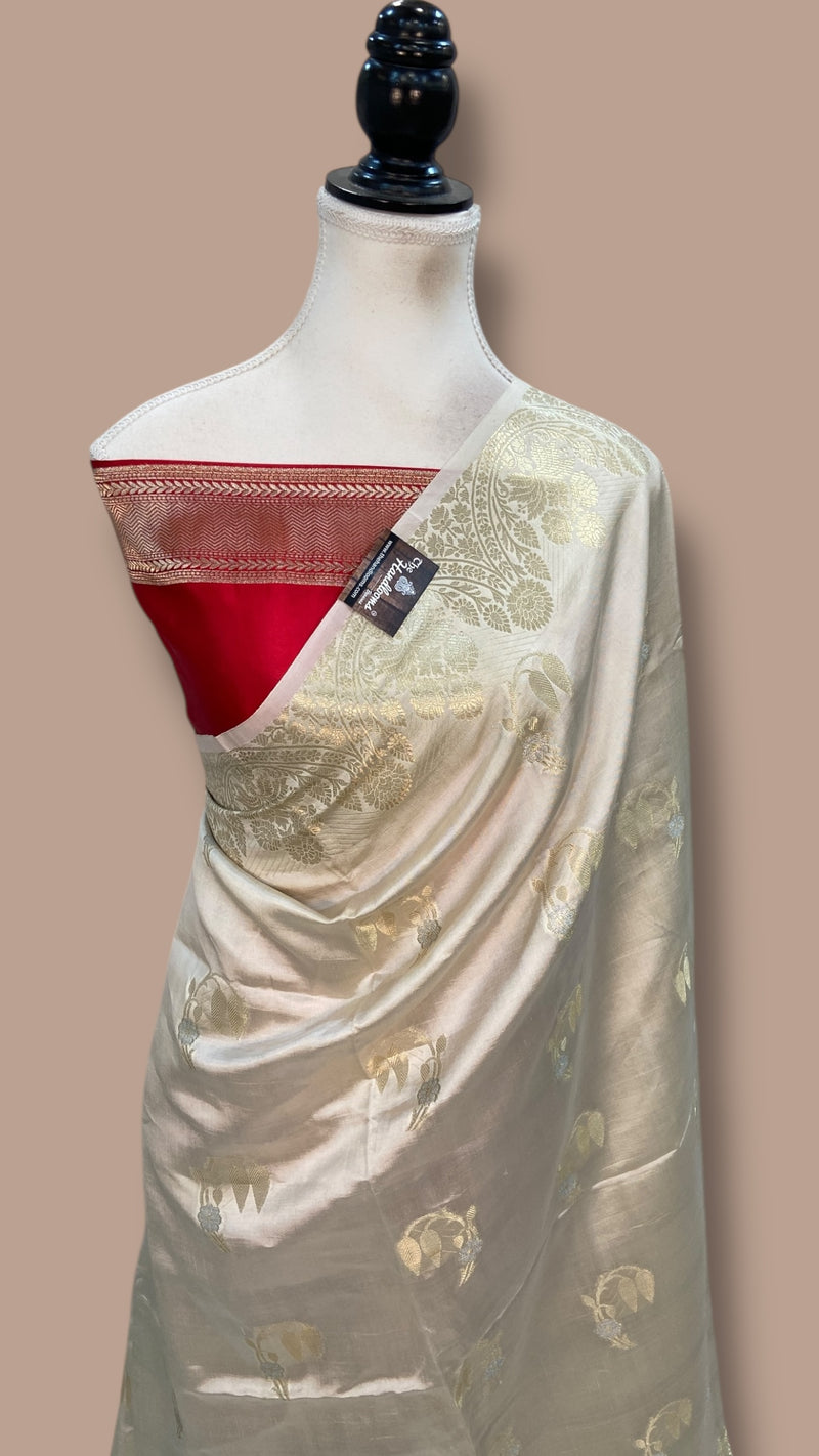 Pure Mango Silk Banarasi Handlokom Saree