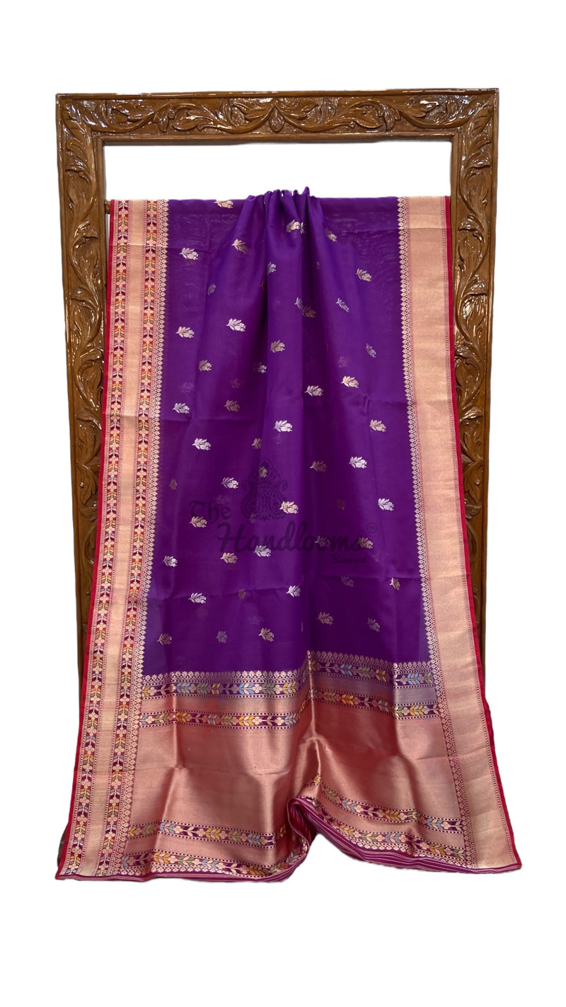 Pure Kora Handloom Banarasi All Over Kadua Motifs Saree