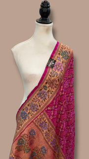 Pure Georgette Banarasi Bandhej Handloom Dupatta - The Handlooms