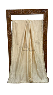 Pure Katan Chiniya Silk Handloom Banarasi Saree with Handwork - The Handlooms