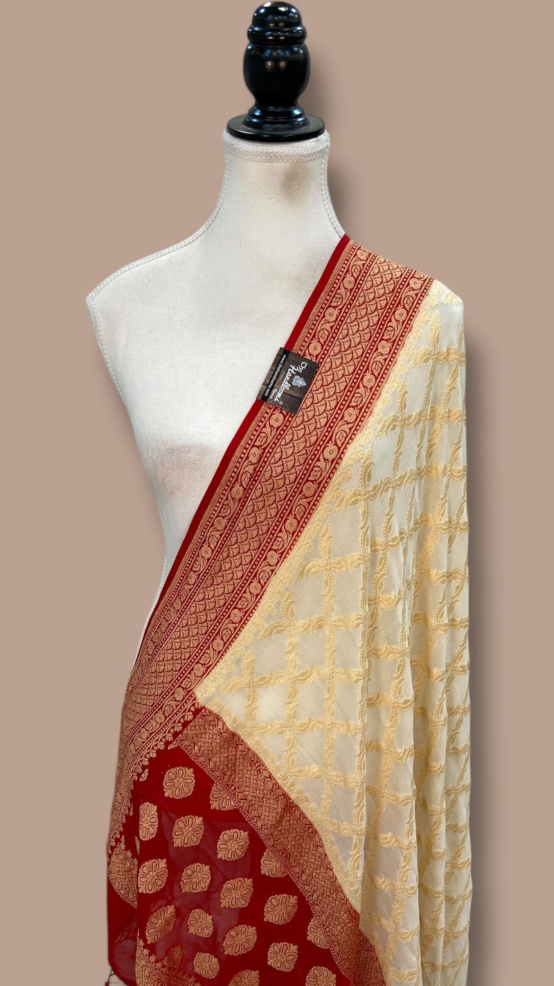 Pure Khaddi Georgette Handloom Dupatta - The Handlooms