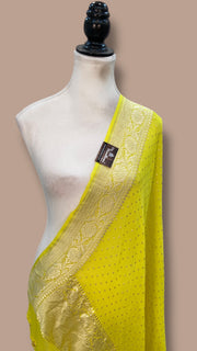 Yellow Pure Khaddi Georgette Dupatta - The Handlooms