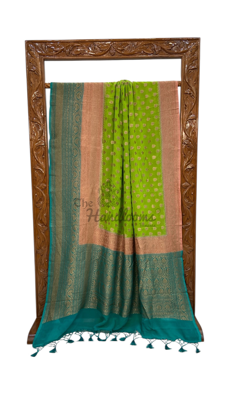Khaddi Georgette Banarasi Saree -  Antique zari - The Handlooms