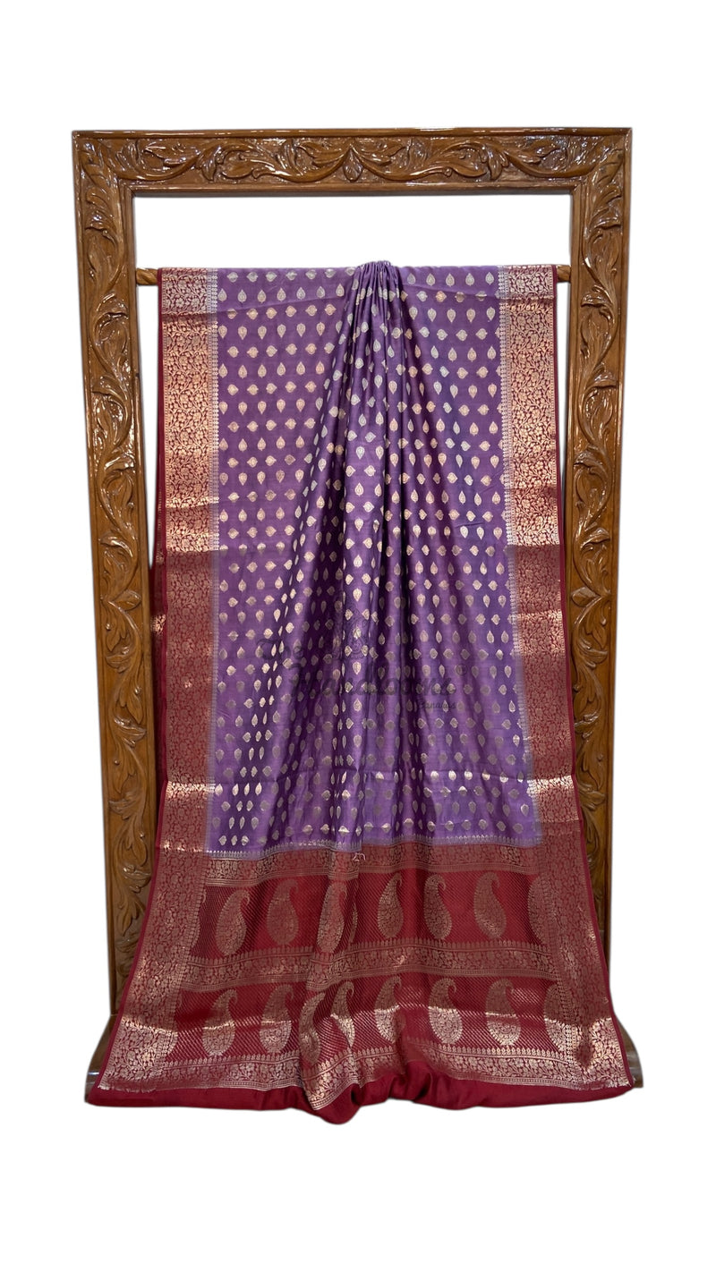 Pure Chiniya Silk Khaddi Handloom Banarasi Saree - The Handlooms