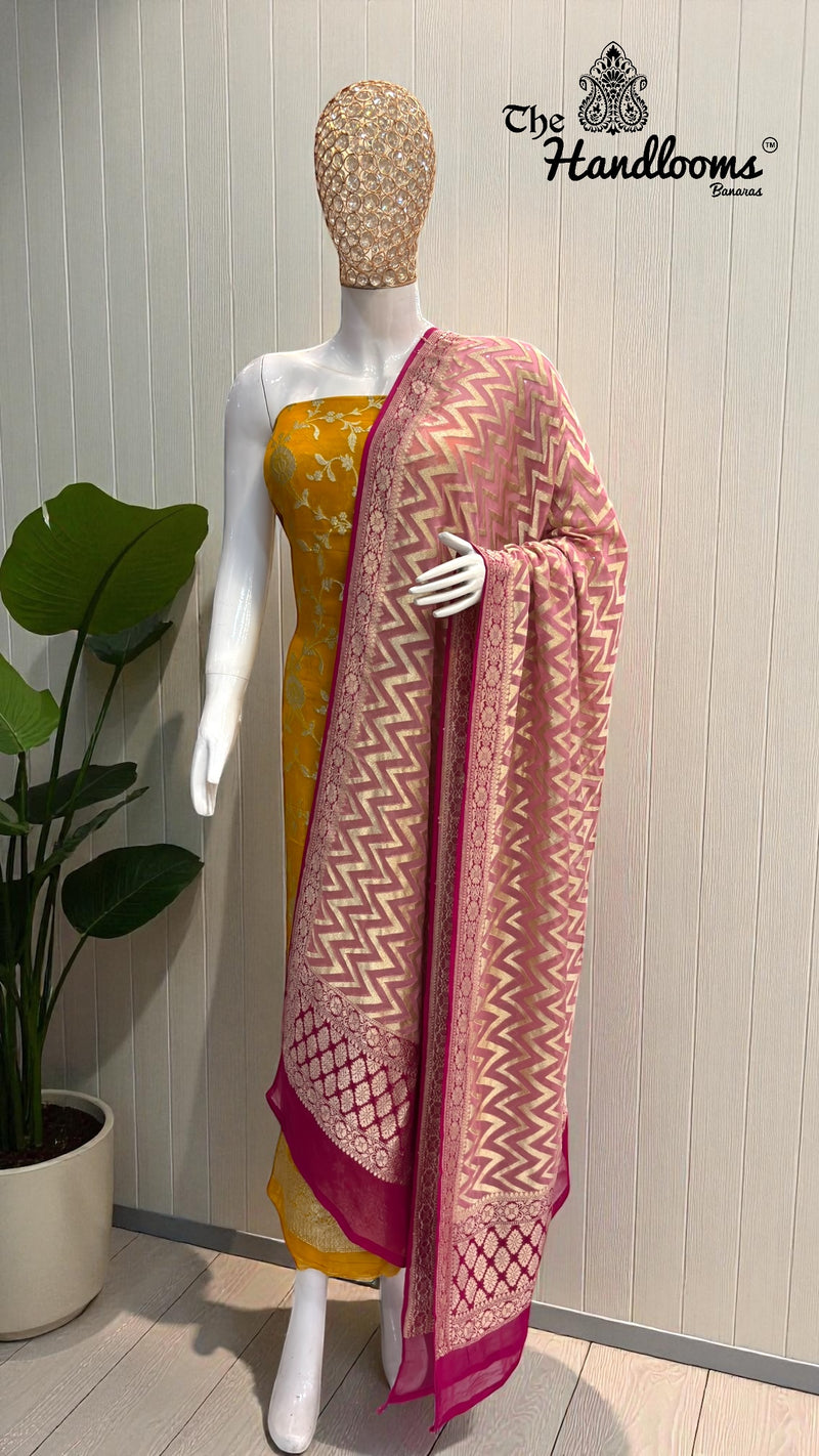 Khaddi Georgette Banarasi Dress material Water Zari - The Handlooms