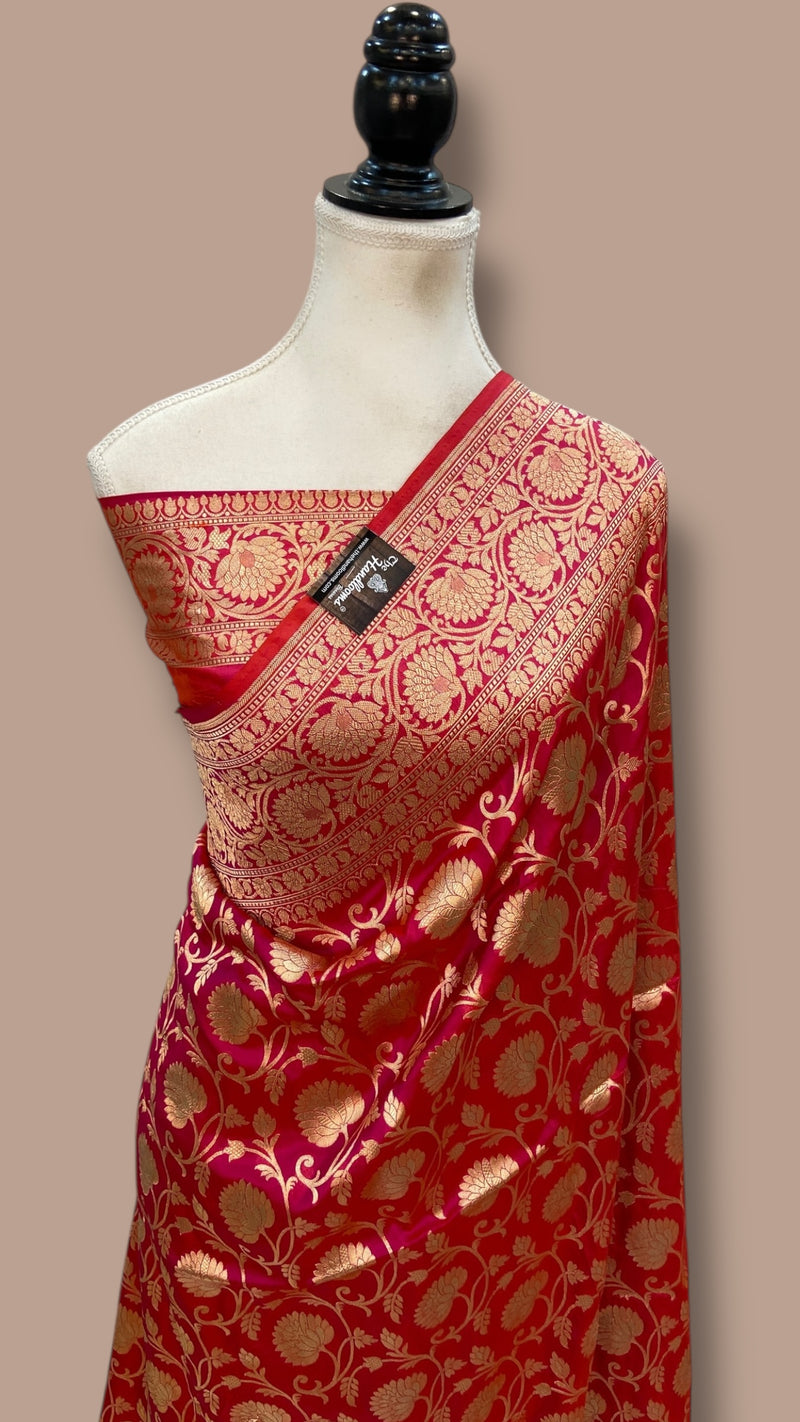 Pure Katan Silk Banarasi Handloom Saree - All Over Jaal Work - The Handlooms