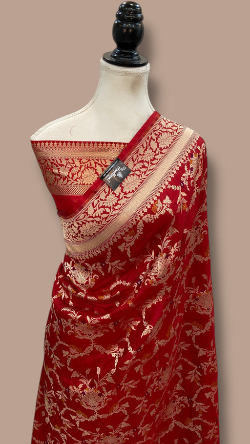 Pure Katan Silk Banarasi Handloom Saree - All over Jaal Work With Meenakari - The Handlooms