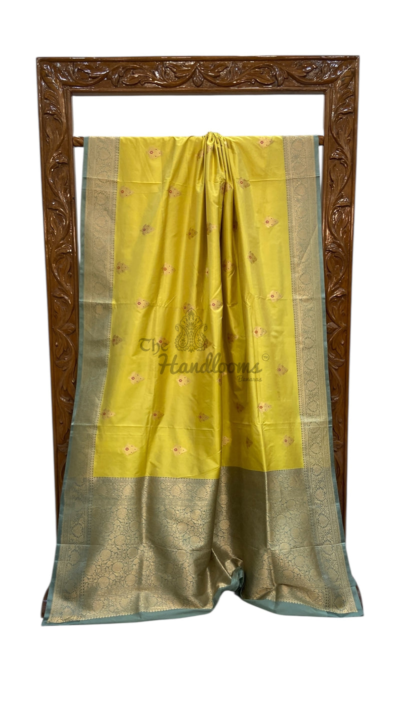 Pure Katan Silk Banarasi Handloom Saree - All Over Kadua Motifs - The Handlooms