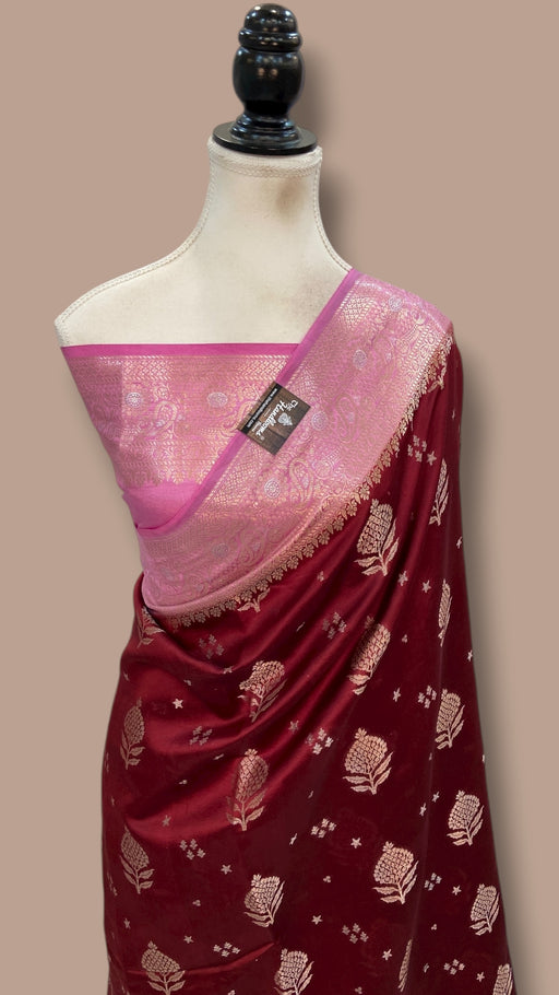 Pure Chiniya Silk Khaddi Handloom Banarasi Saree - The Handlooms