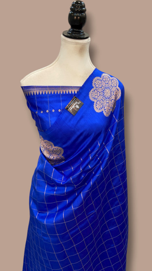 Pure Katan Silk Banarasi Handloom Saree - All Over Chex - The Handlooms