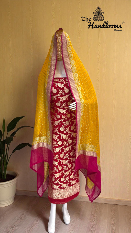 Khaddi Georgette Banarasi Dress material Water Zari - The Handlooms