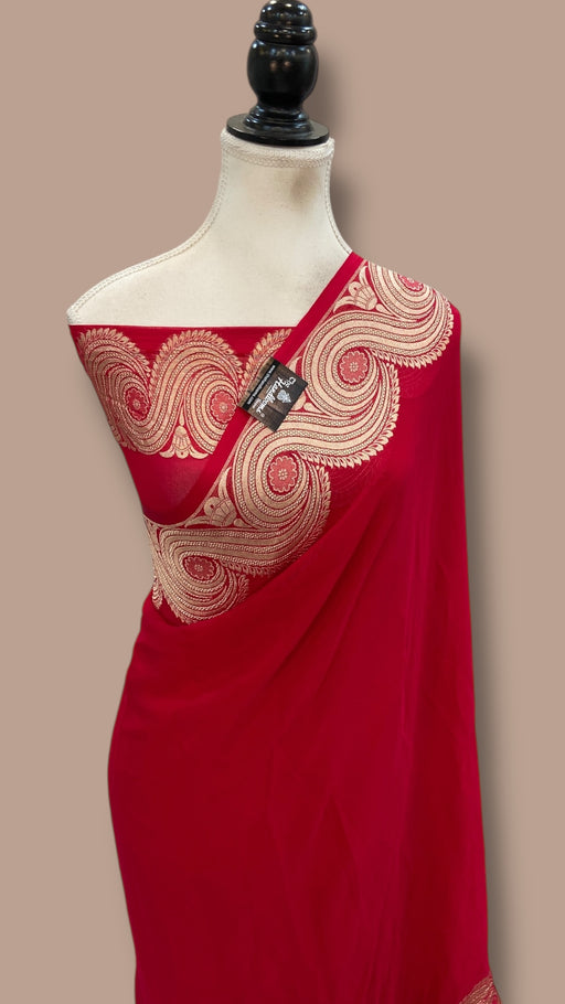 Khaddi Georgette Handloom Banarasi Saree - The Handlooms