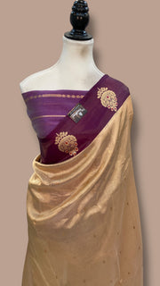 Pure Kora Tissue Handloom Banarasi Saree - Satan Border - The Handlooms