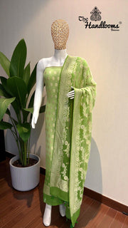 Khaddi Georgette Banarasi Dress material Water Zari - The Handlooms