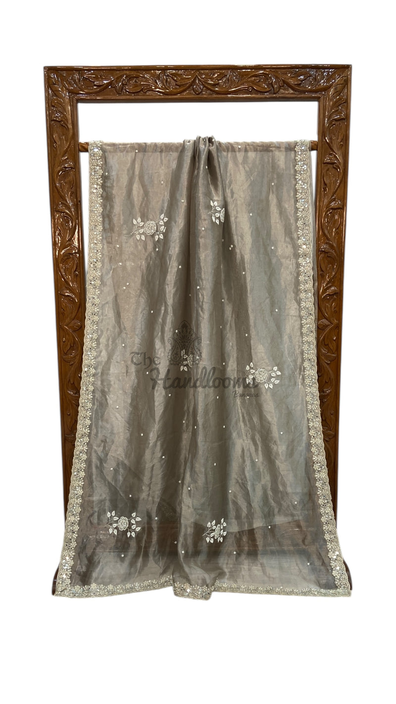 Pure Kora Tissue Handloom Banarasi Saree - Handwork - The Handlooms