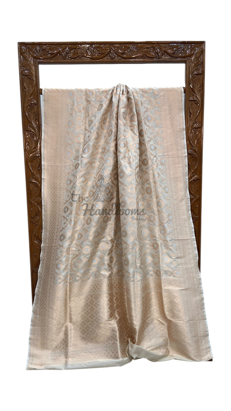 Pure Katan Silk Banarasi Handloom Saree - All Over Sona Roopa Jaal Work
