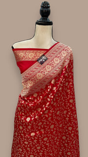 Pure Katan Silk Banarasi Handloom Saree - All over Jaal work - The Handlooms