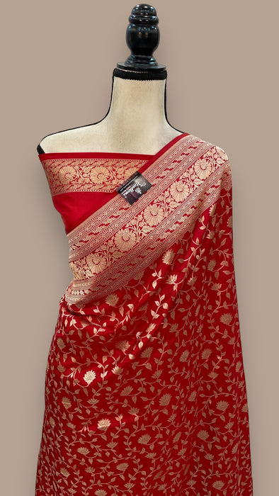 Pure Katan Silk Banarasi Handloom Saree - All over Jaal work