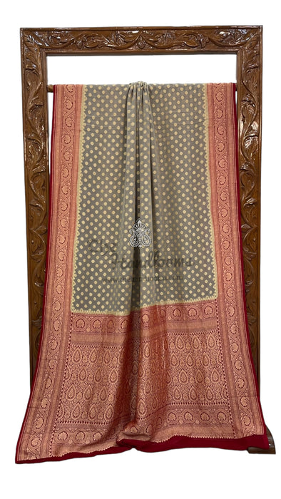 Pure Khaddi Georgette Banarasi Saree -  Gold zari