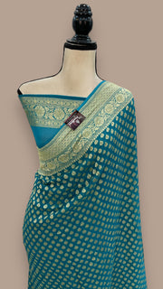 Pure Khaddi Georgette Banarasi Saree -  Gold zari - The Handlooms